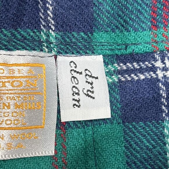 Vintage Pendleton Green & BluePlaid Pleated Skirt 100% Wool Womens Size 16 - Picture 7 of 8